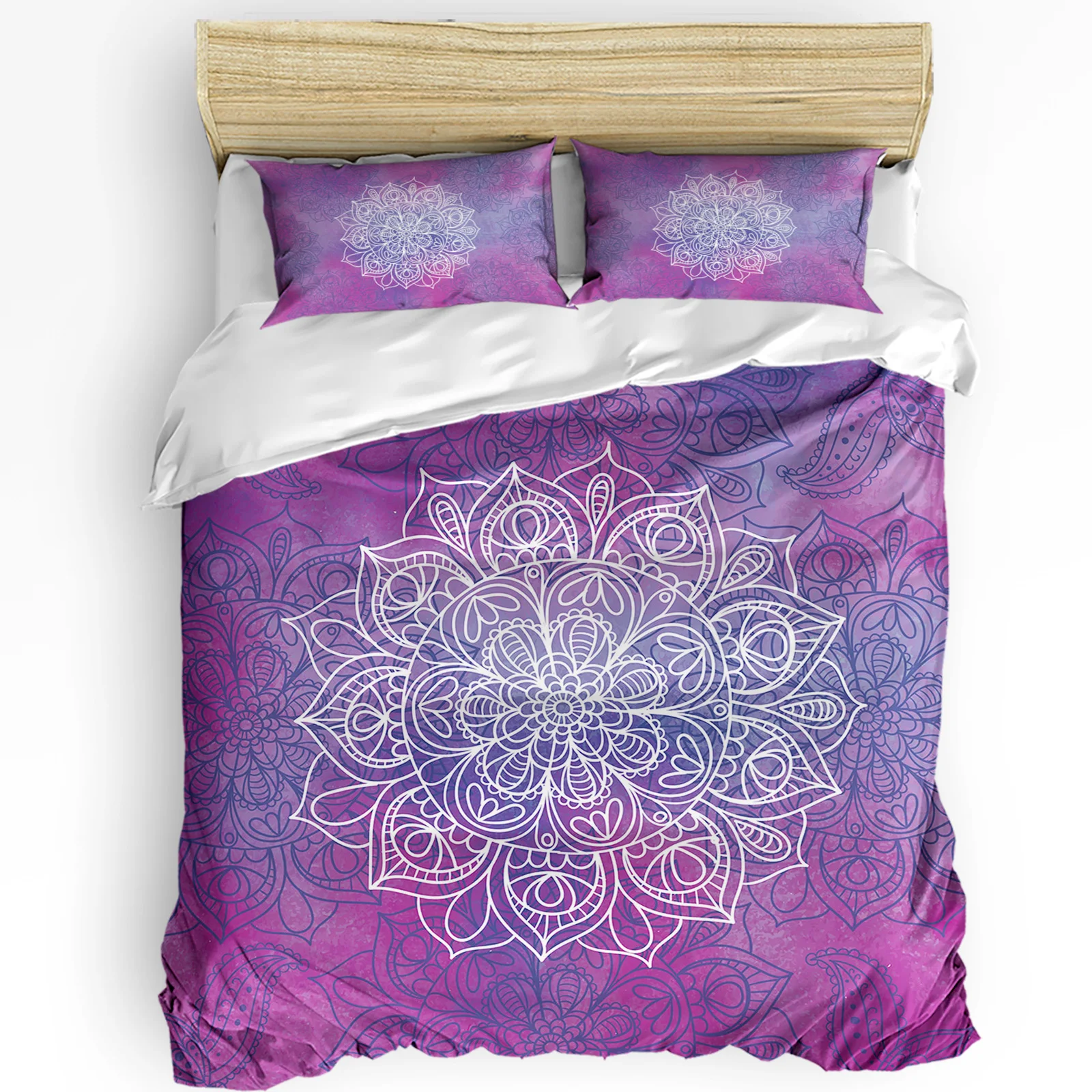 

Purple Watercolor Mandala Duvet Cover Bed Bedding Set Home Textile Quilt Cover Pillowcases Bedroom Double Bedding Set No Sheet