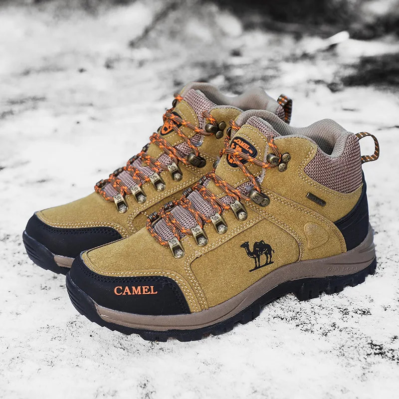 Winter Warm Plush Men's Hiking Boots High Quality Anti-Slip Men Climbing Shoes Outdoor Wear-resistant Men Work Sneakers Trekking