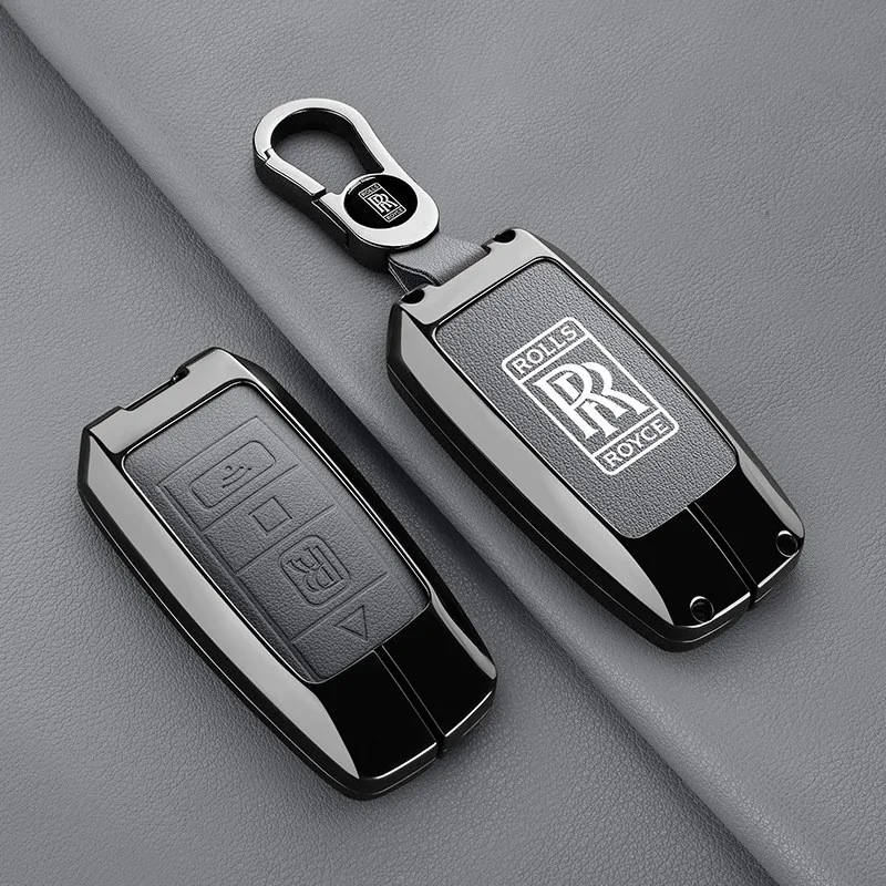 Funda de cuero de aleación de Zinc para llave de control remoto inteligente de coche, carcasa para Rolls-Royce Cullinan Phantom Ghost Wraith Dawn, accesorios
