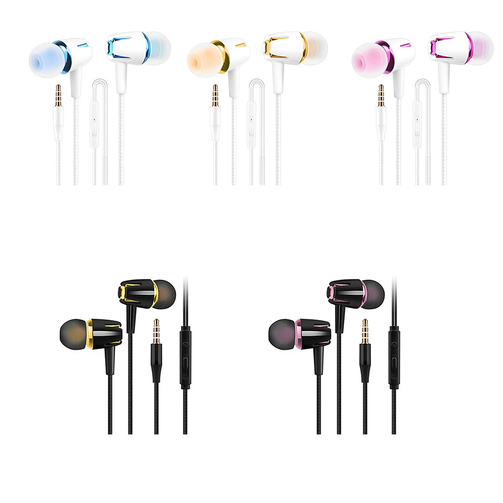 Wired Earphone In Ear Noise Canceling Walking Headphone Black+Gold