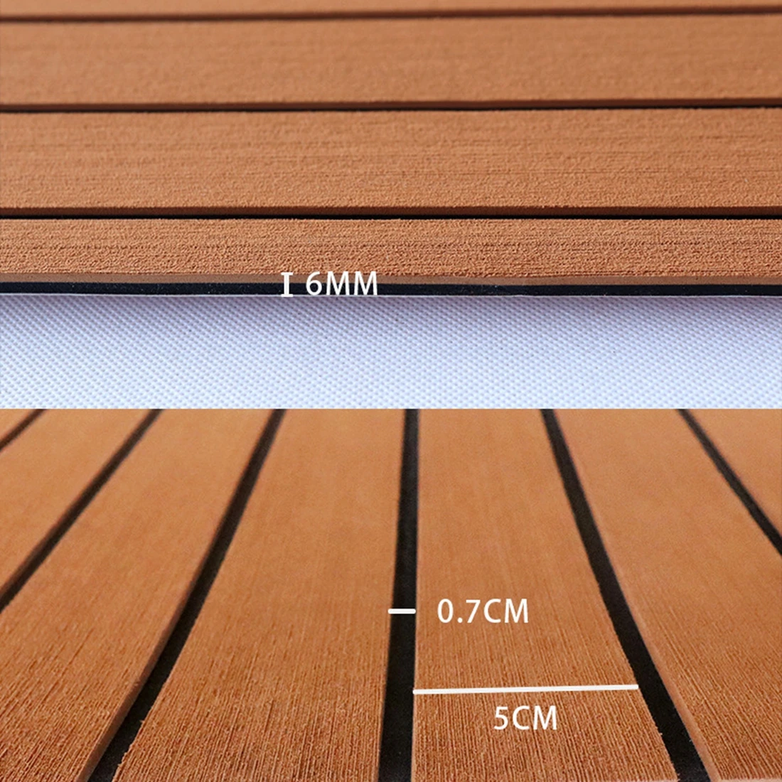 EVA Foam Boat Marine Flooring Faux Teak Boat Decking Mat 450x2400x6mm Anti Skid Yacht Flooring Mat Self Adhesive Vehicle Pad