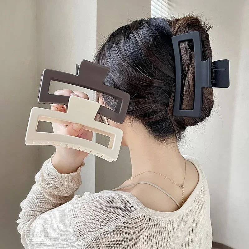 Koreański duży solidny pazur do włosów eleganckie spinki do włosów Barrette krab spinki do włosów dla kobiet dziewczynki kwadratowe nakrycia głowy akcesoria do włosów biżuteria