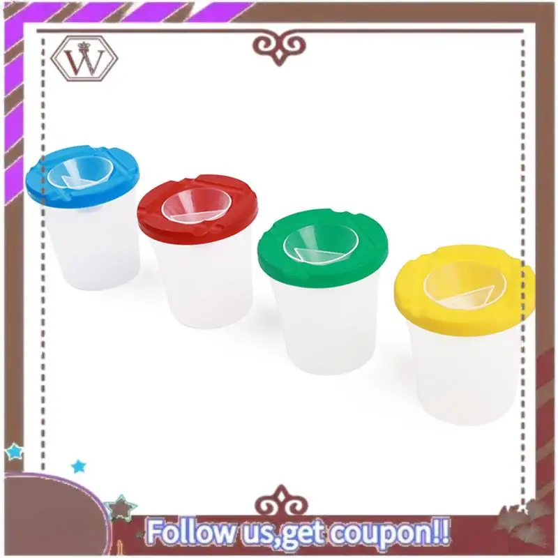 ABBG-18 قطعة مجموعة أكواب طلاء بدون انسكاب مع فرش طلاء ولوحة صينية طلاء، أكواب طلاء مع أغطية للرسم الفني للأطفال #6