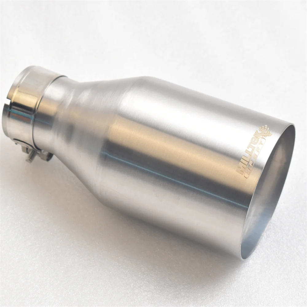 Matt Surface Stainless Steel Inline Flange Exhaust Pipe Universal Muffler Tip Flat Cut with Milktek Logo for Automotive