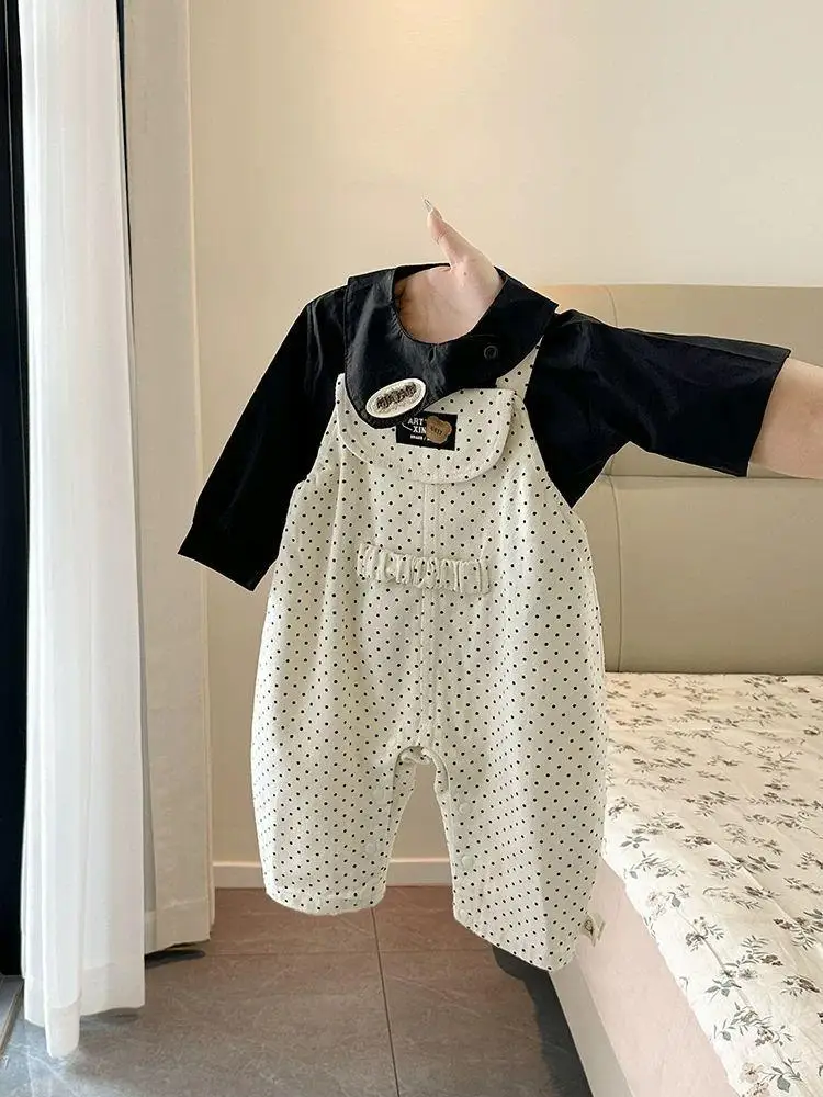 

Faionable Baby Outfit Korean Sle Bib Overalls for Infants And Toddlers Long Sve Cute Ensemble for Little Girls