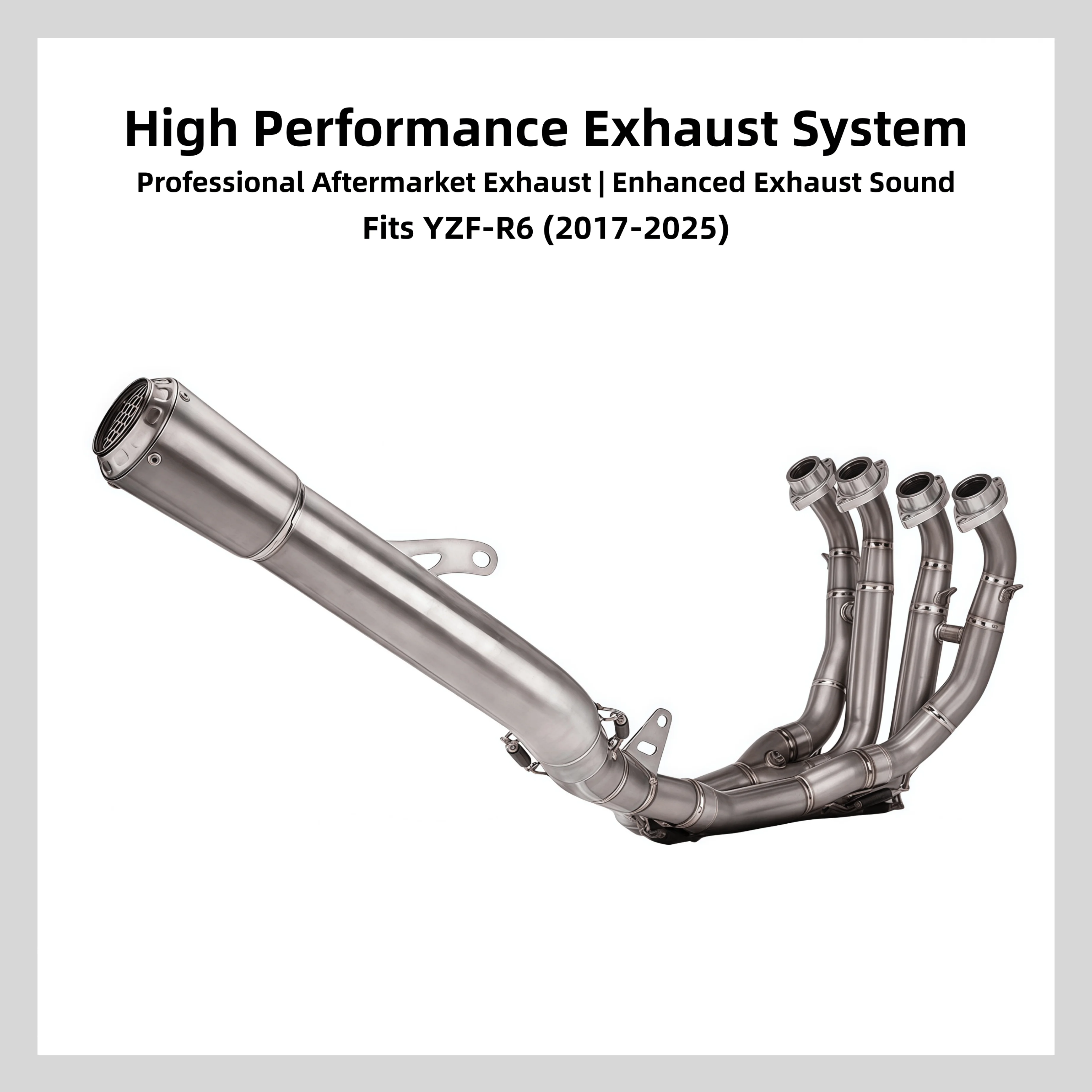 Motorcycle Exhaust System for YZF-R6 (2017-2025), Full Titanium Modified Exhaust with Enhanced Sound