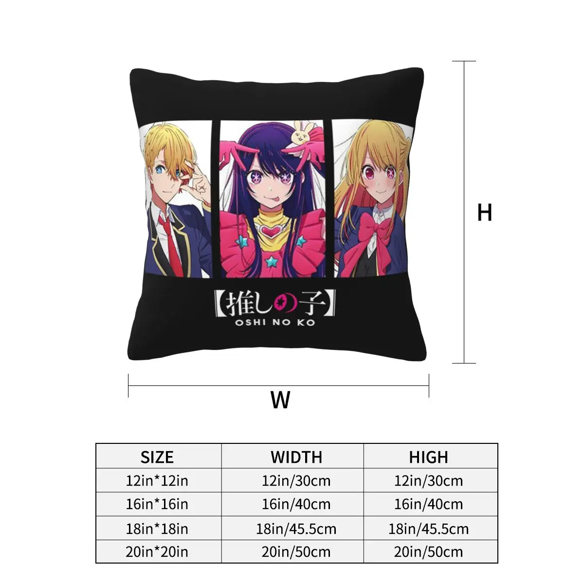 Oshi No Ko Anime Kawaii Square Pillowcase Cushion Cover Pillow Case Throw Pillow Cover for Home Bedroom Car
