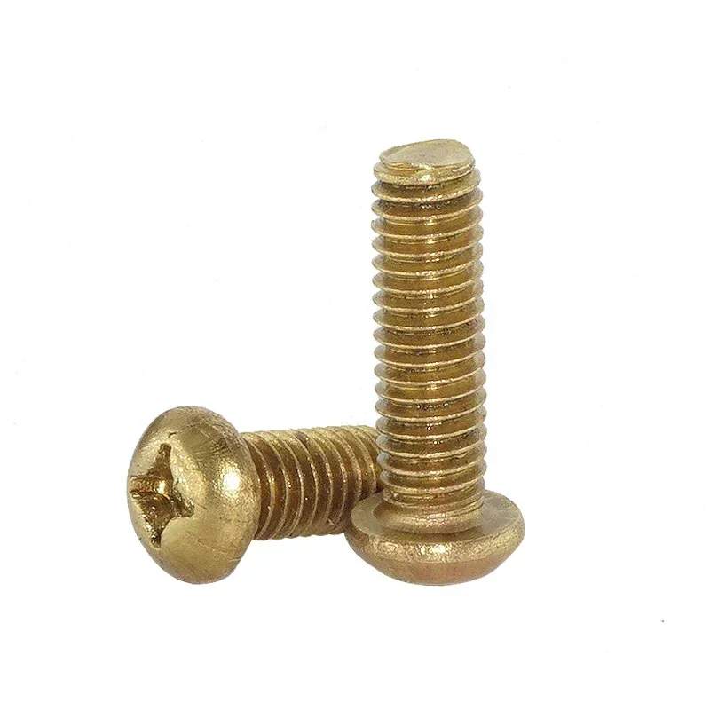 

MqoVAgCH 20pcs M4 Phillips round head copper screws cross pan headel machine teeth screw mechanical bolts brass bolt 5mm-50mm le