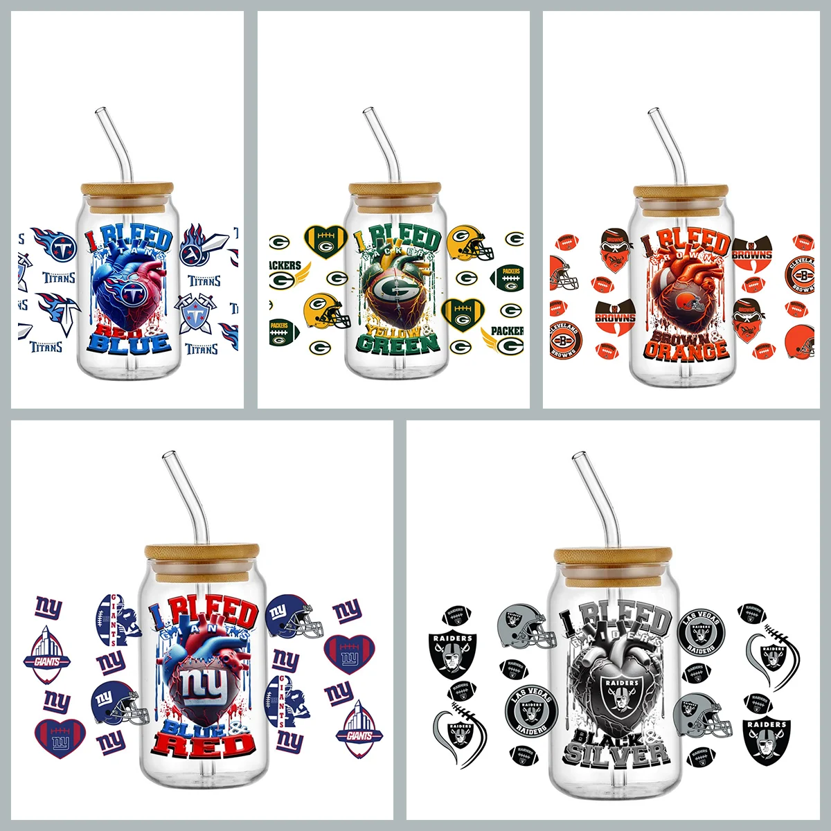 Sports Rugby Enthusiast 3D Cup Wrap Transfer Stickers 16os Glass Beer Can Scratch Resistant Waterproof Tumbler Decal for Gift