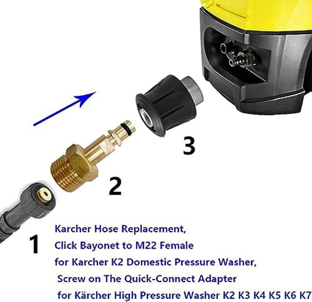 Adaptador M22 de acoplamiento rápido, Conector de manguera de alta presión para Karcher, Lavor, Parkside, lavado de coches