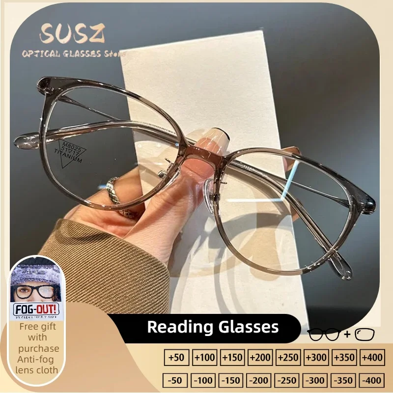 

SUSZ Everyday Wear Round Progressive Prescription Glasses For Women Blue Light Filter Myopia Hyperopia Reading Optical Eyeware