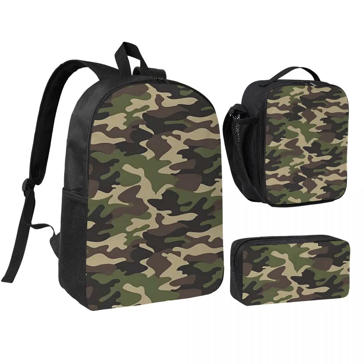 

Camo Backpack Boys Girls BookBag School Bag Shoulder Bags 3ps Insulated Lunch Bag Pencil Case