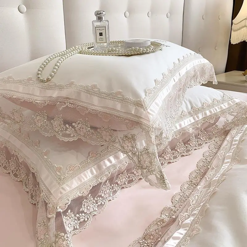 Estilo francés, 120 piezas de estilo princesa, algodón de fibra larga, conjunto de cuatro piezas, encaje.