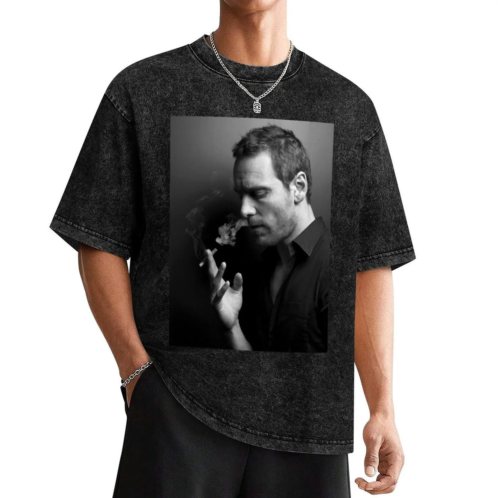 

Michael Fassbender Art T-Shirt oversized graphic tee man clothes slim fit t shirts for men