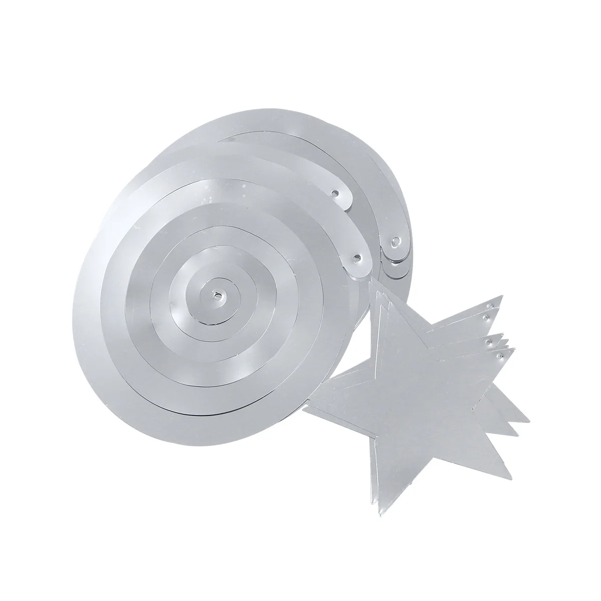 

6Pcs PVC Star Shaped Hanging Swirl Decorations Silver for Birthday Wedding Party Ceiling Streamers Indoor Outdoor Party Decor