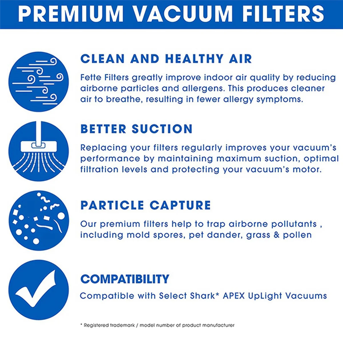 BAAN-2Set فلتر Hepa للمكنسة الكهربائية Shark LZ600، LZ601، LZ602 APEX Uplight Lift-Away Duo Clean