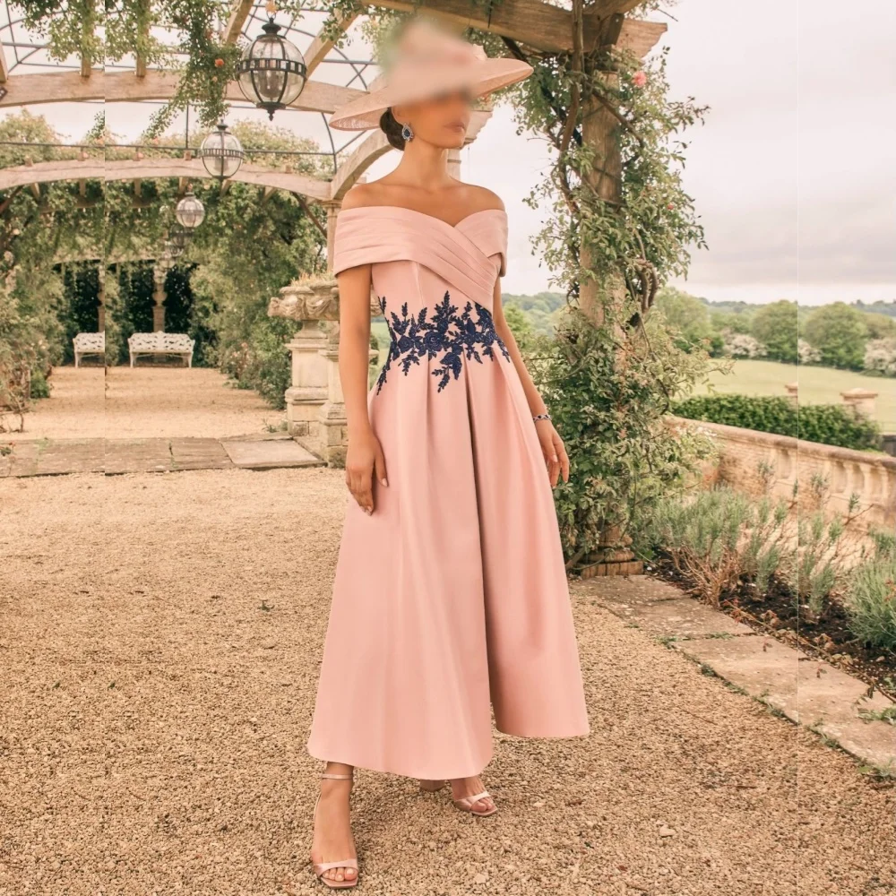 

Customized Charmeuse Criss-Cross Pleat Applique A-line Midi Dresses Bespoke Occasion Classic Elegant Party Wedding Guest