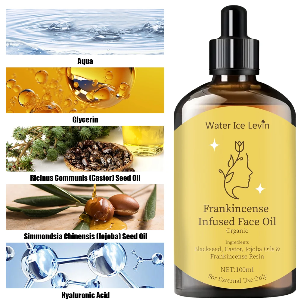 Frankincense Resin Infused Organic Black Seed, Castor & Jojoba Oils for Face Anti-Aging Facial Moisturizing Cold Pressed Serum