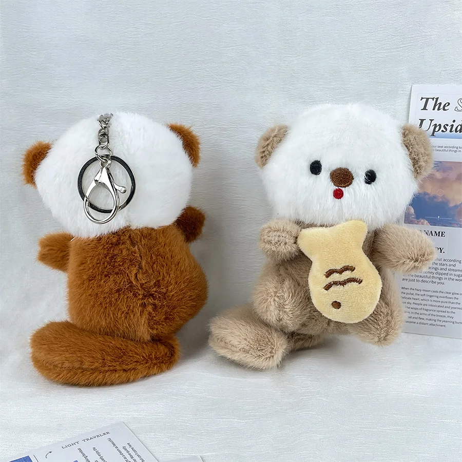 Cartoon otter plush doll couple keychain pendant, kids toy bag accessories, doll beaver doll gift pack ornaments