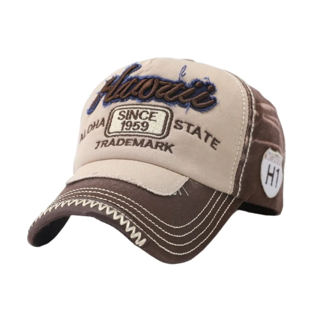 

Vintage Embroidery Hip-hop Letter Baseball Cap New Unisex Sunshade Color Breathable Fashion Washed Cotton Sun Hat Streetwear