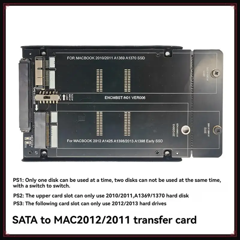 M.2 SSD Adapter Formacbook 2010/2011 A1370 SSD A1425 A1398 MC975 MC976 Case Enclosure SATA 22Pin To2010 2011 2012 SSD Converter