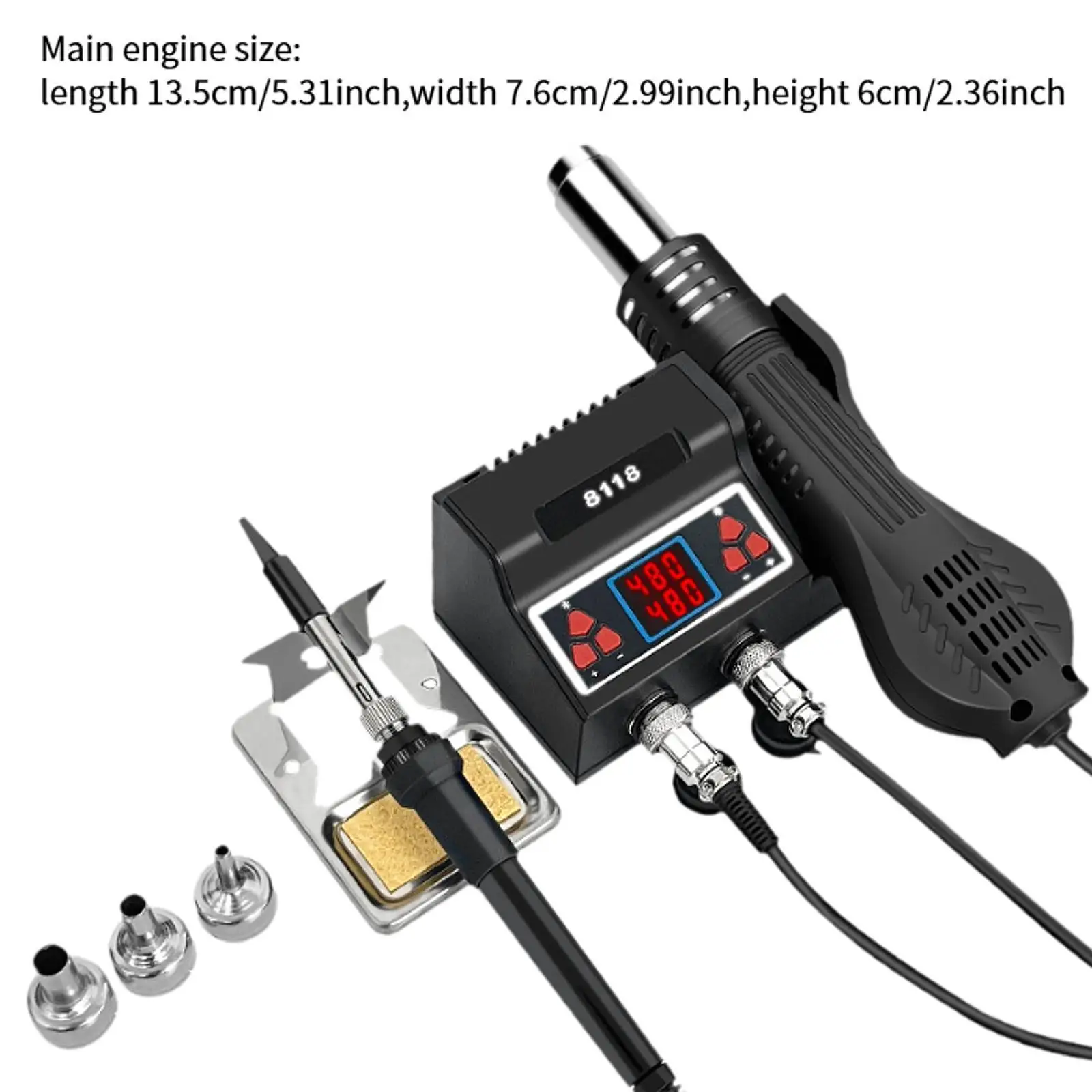 2 in 1 Hot Air Rework and Soldering Iron Station Phone PCB Hobby Auto Sleep