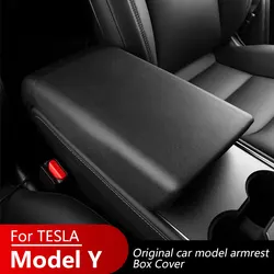 Model Y TPE Soft Case Car Center Console Arm Rest Lid Auto Central Armrest Box Pad Cover Latch for Tesla Model 3 Accessories Mat