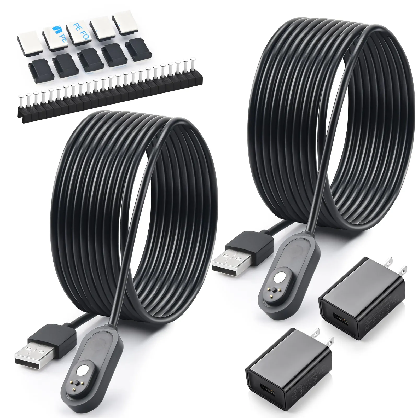 Soshine 3m Magnetic Charging Cable with Quick Charge Adapter Waterproof Outdoor Charging Cable for Arlo Pro4 and Ultra 2 2Pack
