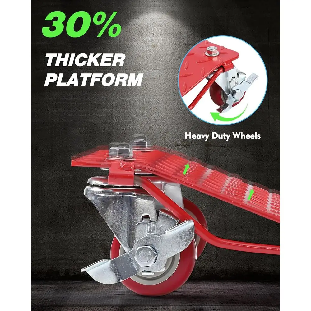 مجموعة دوللي سيارة شديدة التحمل مكونة من 4 قطع، سعة 6000 رطل، عجلات دوارة لسهولة حركة المركبات، أحمر #6
