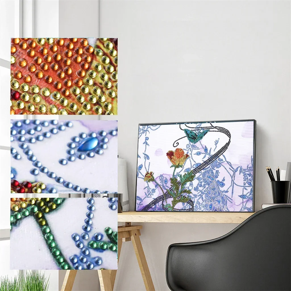 Special Shaped Diamond Painting Butterfly Flower DIY 5D Partial Drill Cross Stitch Kits Crystal Rhinestone Arts Home Decoration