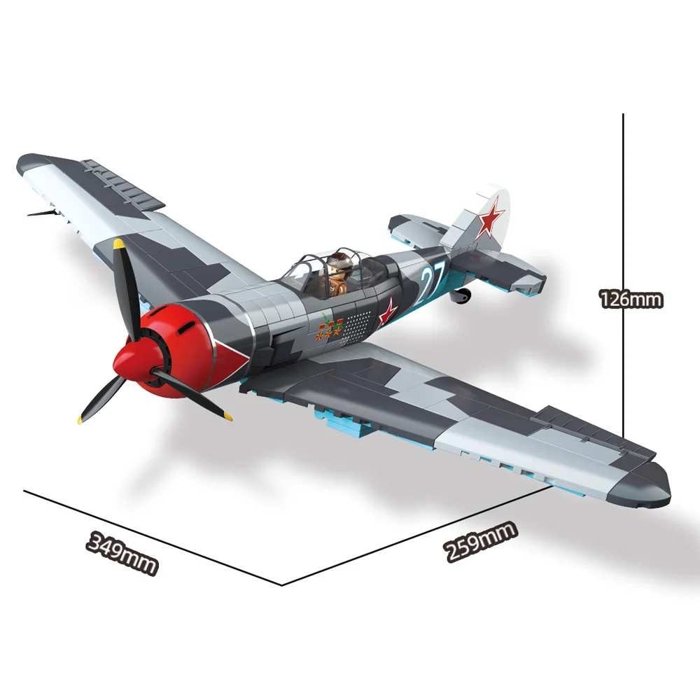 World War 2 WW2 Army Military Soldiers SWAT LA-7 Fin Fighter Model Building Blocks Bricks Children\'s Toys Christmas Gift