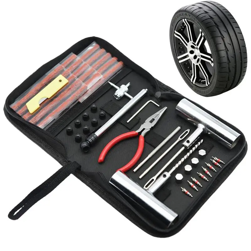 

Flat Tire Kit 46pcs Tire Flat Repair Kit Heavy Duty Flat Repair Tools Portable Flat Repair Kit For DIY Car Home Puncture Repair