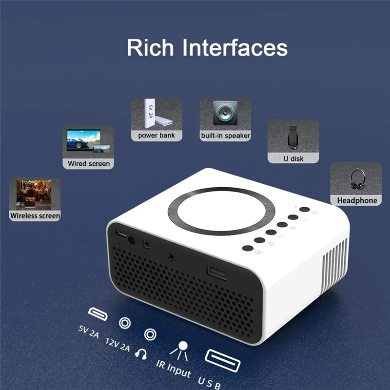 

ABMF-Mini Projector Theater Media Player Wired Wireless Same Screen Projector For Iphone Android EU Plug