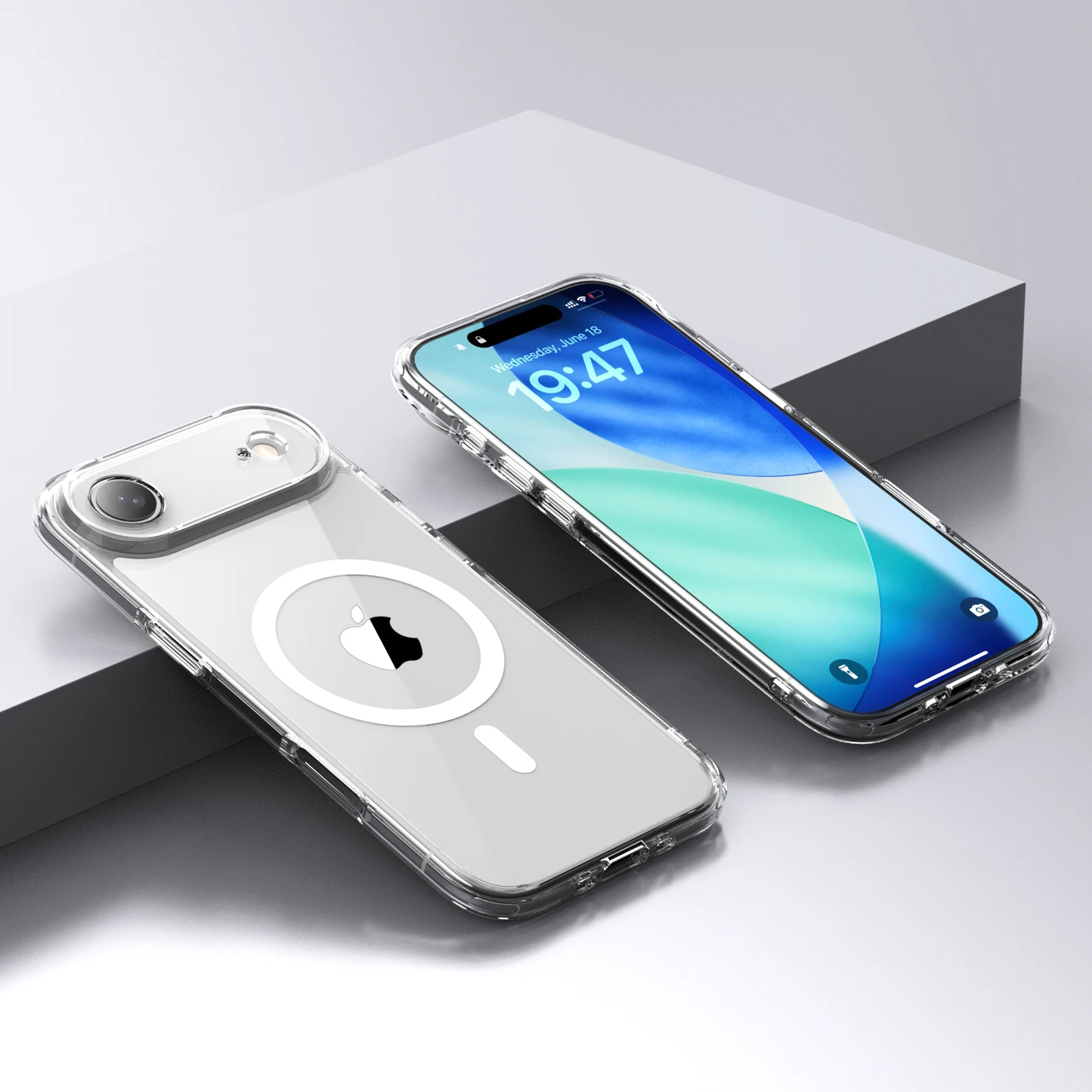 KEYSION Schokbestendig transparant hoesje voor MagSafe voor iPhone 17 Air HD Helder TPU + PC Magnetische draadloze oplaadtelefoon achterkant