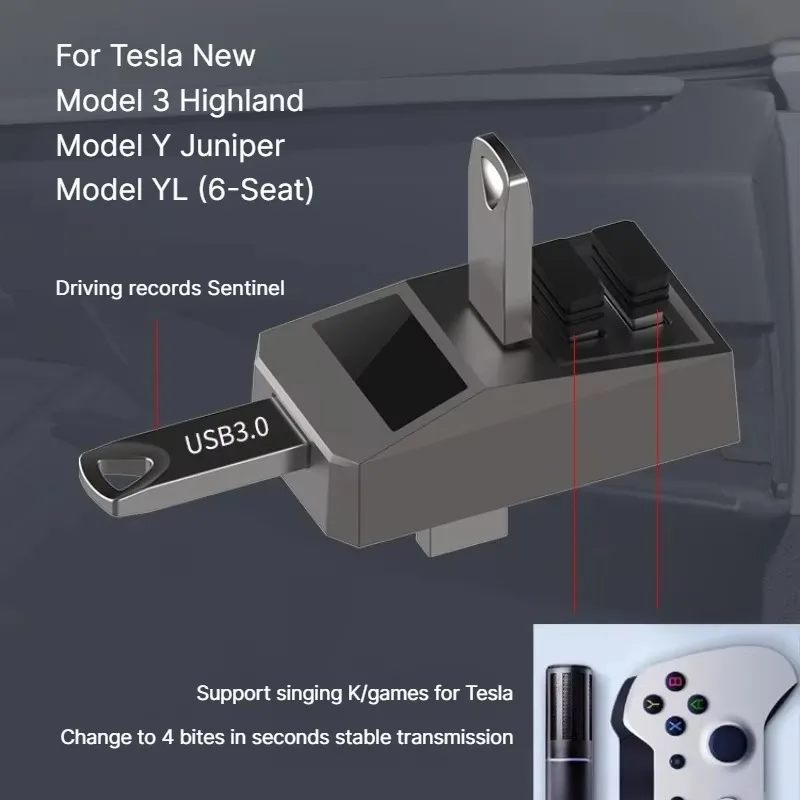 Docking Station for Tesla New Model YL/Y Juniper Model 3 Highland Glove Box USB Hub Adapter Multi Port Splitter USB-C Extension