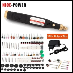 5 Speed Adjustable Electric Drill Dremel Grinder Engraver Pen Mini Drill Rotary Tool Grinding Machine 165Pcs Tips Optional