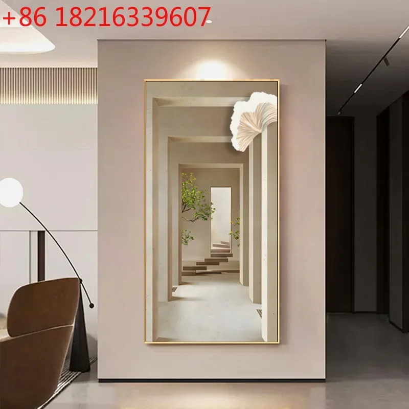 Entrance decorative painting cream wind corridor aisle extension space modern simple entry living room vertical painting