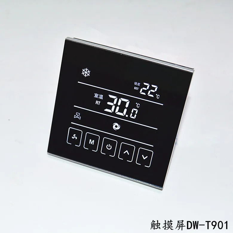 مكيف الهواء المركزي LCD ترموستات شاشة تعمل باللمس التحكم الذكي في درجة الحرارة لوحة التبديل ملف المروحة #3