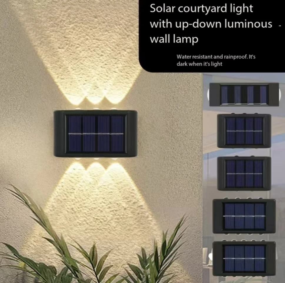 Solar LED Outdoor Wall Light Waterproof Dusk to Dawn Up Down Fence Lamp for Garden Yard Porch Patio, Warm or White, 1/2 Pack