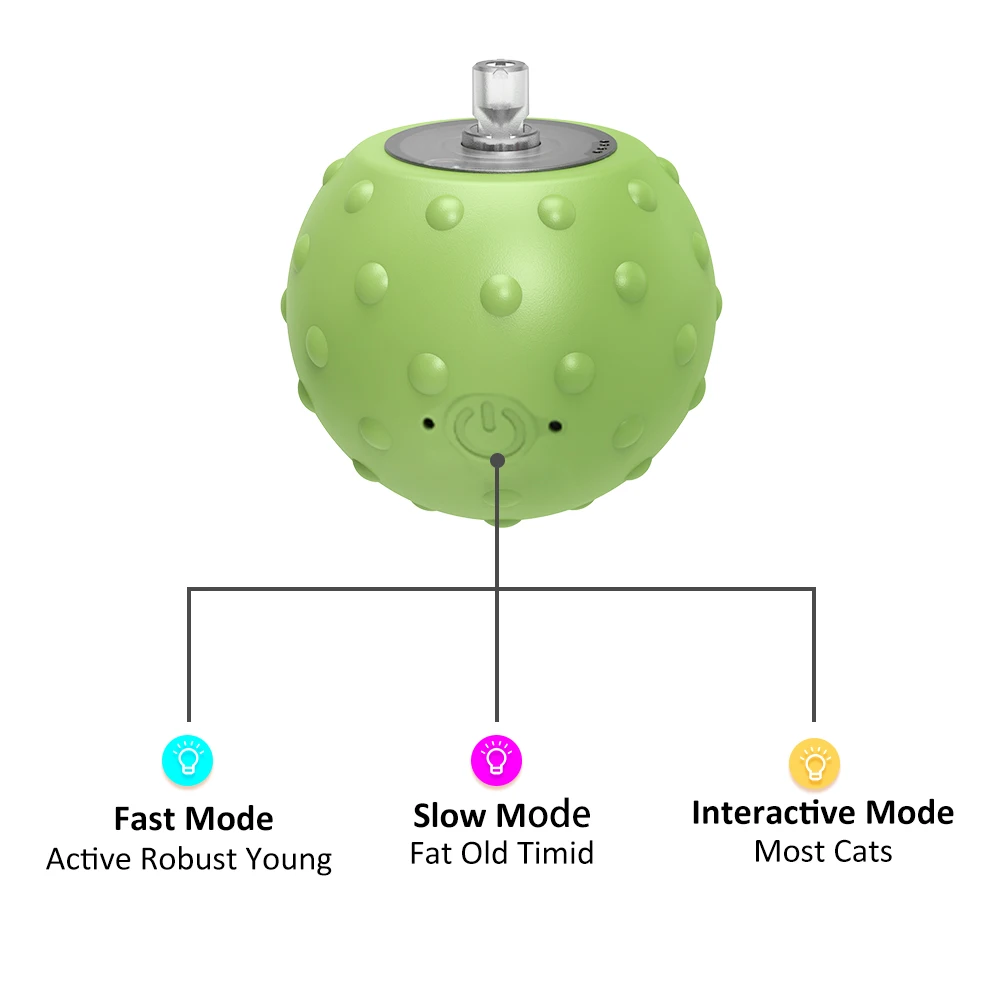 Juguete interactivo de bola rodante para gato, bola giratoria automática activada por movimiento con cola larga, simulación de sonido de pájaro,