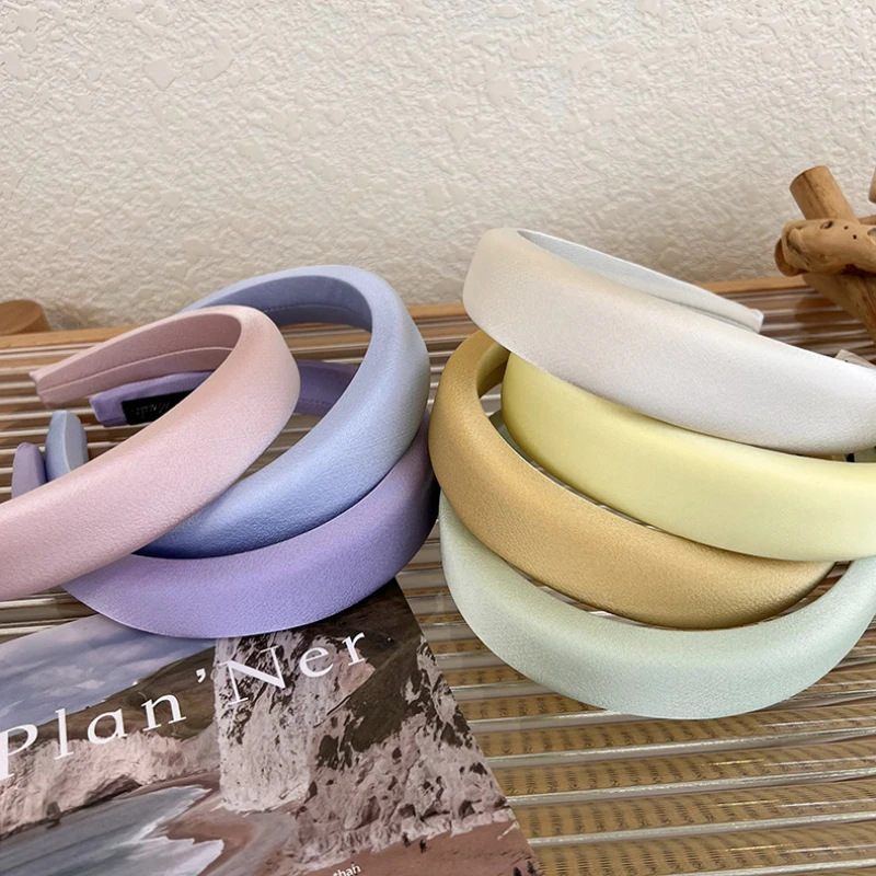 2024 Spring/Summer New Satin Glossy Sponge Wide Hair Hoop Womans Fashion Elegant  Headband Wash Face Hair Band Female Headdress