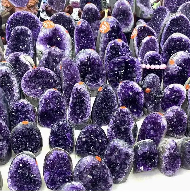 

Natural Crystal Cluster Amethyst Stone Geode Raw Quartz Minerals Real Uruguay Home Decoration Spiritual Chakra Reiki