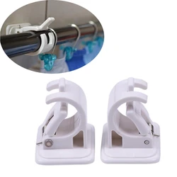 2 Pcs Hanging Rod End Hanging Clips Adhesive Wall Hanging Curtain Hanging Rod Clip Hook Suction Box Bathroom