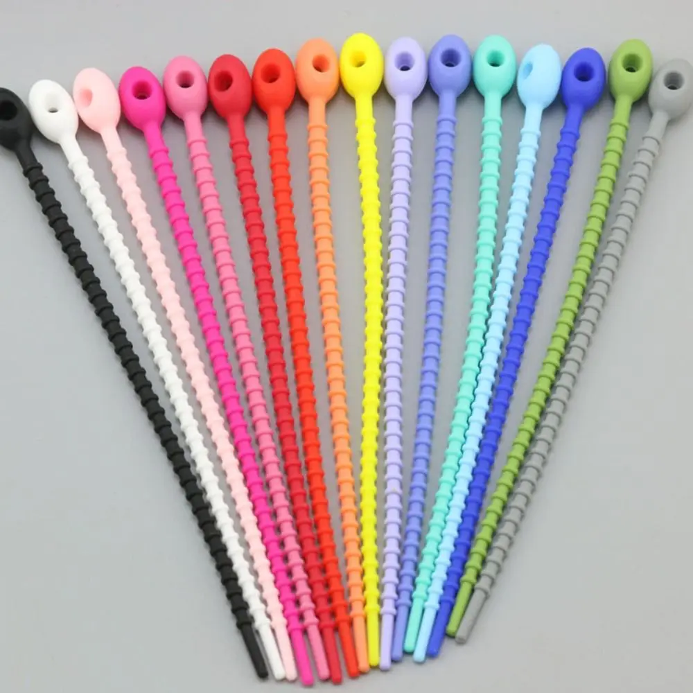 3 PCS Candy Colors Silicone Tie Tadpole Shape Reusable Key Lanyard Silicone Material Bag Accessories Lanyard