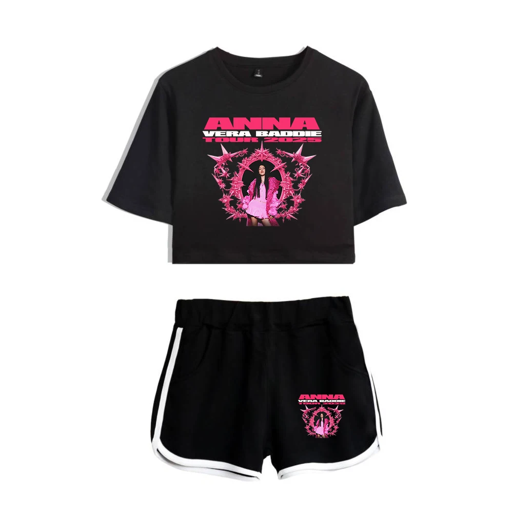 GF Anna Pepe Vera Baddie Tour Merch Short Sleeve Crop Top+Shorts Two Piece Sets Women's Top Sets