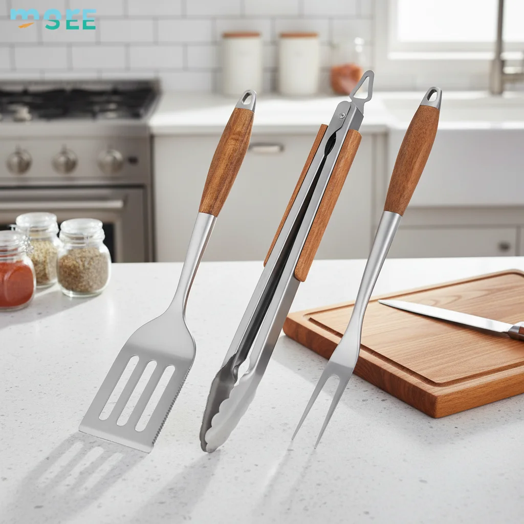 SeeMore Selection 3-Piece Outdoor Barbecue Grill Essential Accessories Barbecue Grill Utensil Set BBQ Tool Set Grill Kit