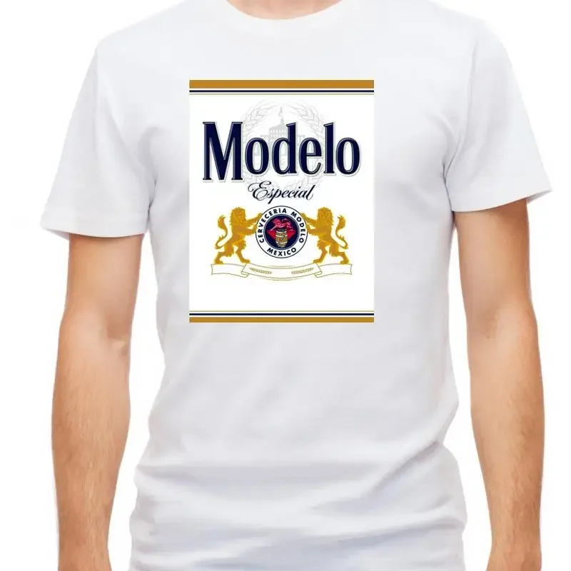 Modelo Especial Mexican Lager Beer Short Sleeve White T Shirt Men F404