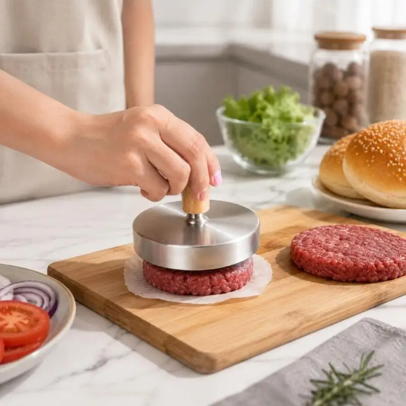 Heavy Duty Stainless Steel Patty Maker Non Stick Smashed Burger Press Mold For BBQ Grill Kitchen Cooking Accessory