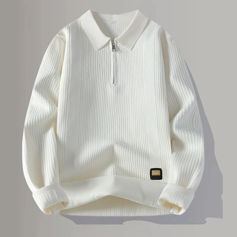 

2025 High Quality Men Sweatercoat Quarter Zip Shirt Collar Knit Pullover Loose Fit Lazy Fashion Young Men Casual Men Sweater