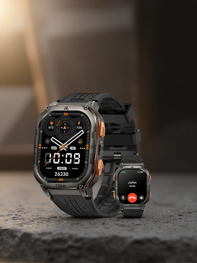 KOSPET TANK M3 Ultra Smartwatch GPS dla mężczyzn, stal nierdzewna, wodoodporność 5ATM, połączenia Bluetooth, monitorowanie zdrowia 24/7 dla Androida i iOS — zdjęcie produktu 7